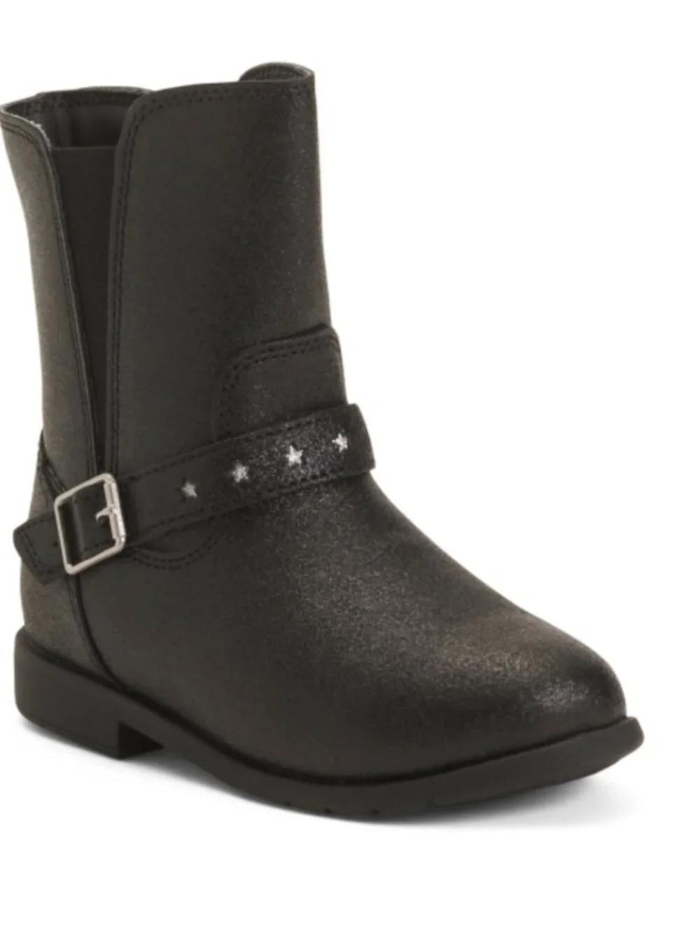 NWT Stride Rite Toddler Girls Lizz Mid Calf Boots Black Shimmer Easy On